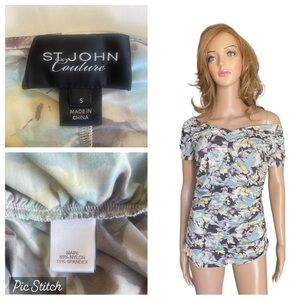 St. John Couture Floral large blouse Top Size Small